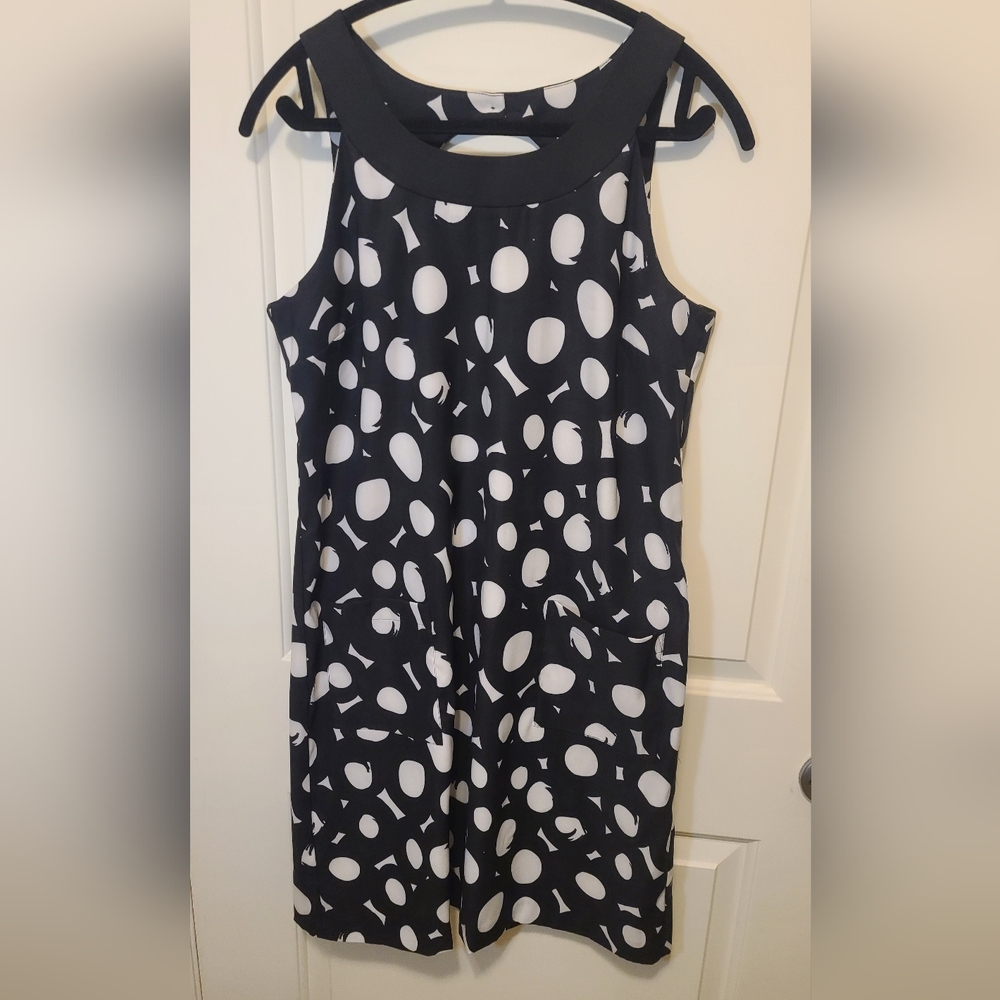 JESSICA Black&White Polka Dot Dress ELegant Work Office Dress Size 12 - Picture 2 of 7